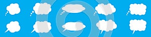 Thought bubble icon, thinking cloud vector icon. Set of speech bubbles. Speak bubble text, cartoon chatting box, message box.