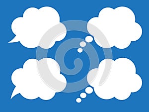 Thought bubble icon, thinking cloud vector icon. Set of speech bubbles. Speak bubble text, cartoon chatting box, message box.