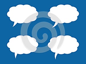 Thought bubble icon, thinking cloud vector icon. Set of speech bubbles. Speak bubble text, cartoon chatting box, message box.