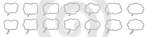 Thought bubble line icon. Speech or think bubble, empty communication cloud. Set of vector design elements.