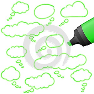 thought bubbles with highlighter