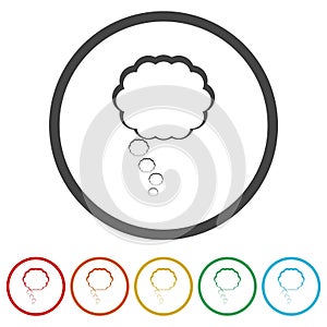 Thought cloud icon. Set icons in color circle buttons
