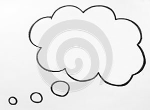 Thought cloud and thinking speech bubble balloon