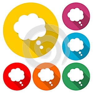 Thought cloud, Thought cloud icon or logo, color set with long shadow