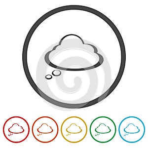 Thought clouds icon. Set icons in color circle buttons