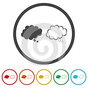 Thought clouds icons. Set icons in color circle buttons