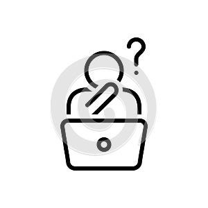 Black line icon for Thought, peruse and think