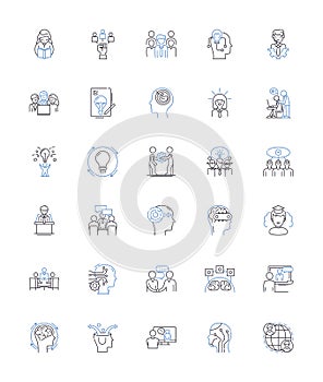 Thought-provoking minds line icons collection. Reflection, Contemplation, Inquiry, Insight, Musing, Philosophizing