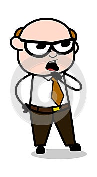 Thought - Retro Cartoon Office old Boss Man Vector Illustration