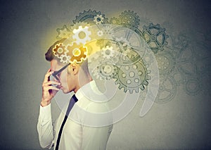 Thoughtful business man looking for a solution