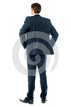 Thoughtful businessman, Rear view image