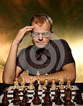 Thoughtful chess master