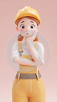 Thoughtful Construction Worker Pondering a Complex Problem