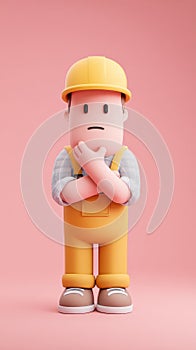 Thoughtful Construction Worker Pondering a Complex Problem
