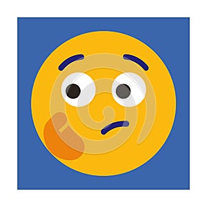 Thinking Emoticon with Hand on Cheek