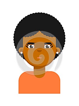 Thoughtful facial expression of black girl avatar