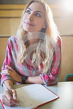 Thoughtful female student during class