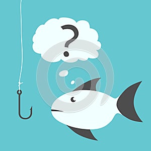 Thoughtful fish and fishhook