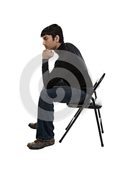 Thoughtful man on chair