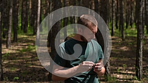 Thoughtful man with a cone in his hands