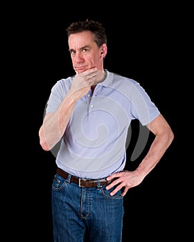 Thoughtful Man Considering Something Hand on Hip photo