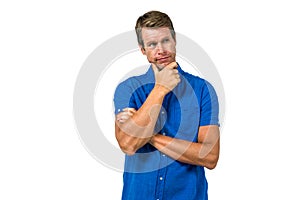 Thoughtful man with hand on chin