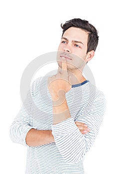 Thoughtful man with hand on chin