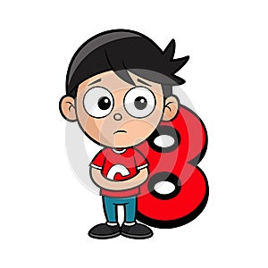 Thoughtful Math Boy Character