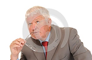 Thoughtful mature businessman