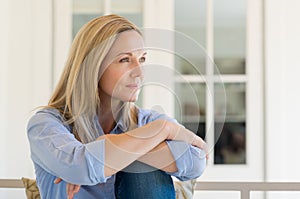 Thoughtful mature woman