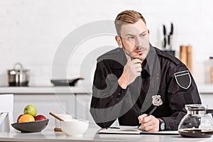 thoughtful policeman sitting