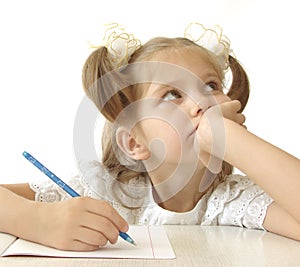 Thoughtful schoolgirl