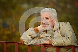 Thoughtful senior man in park