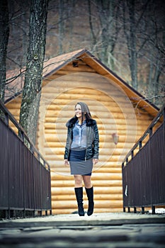 Thoughtful teen girl outdoors in wintertime