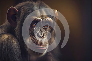 Thoughtful thinking Chimp ape primate portrait not monkey chimpanzee