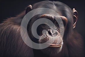 Thoughtful thinking Chimp ape primate portrait not monkey chimpanzee photo