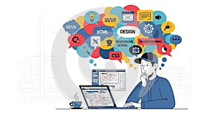 Web Designer Brainstorming UI UX Design Concepts