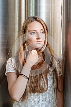 Thoughtful young woman