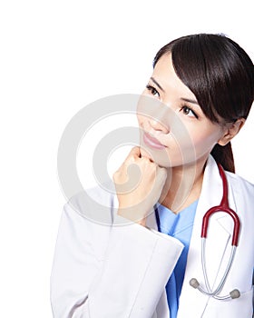 Thoughtful young woman doctor