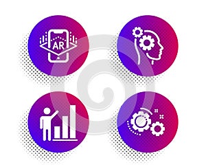 Thoughts, Augmented reality and Graph chart icons set. Gears sign. Vector