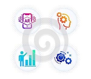 Thoughts, Augmented reality and Graph chart icons set. Gears sign. Vector