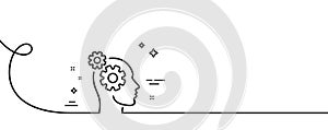 Thoughts line icon. Teamwork sign. Core value. Continuous line with curl. Vector