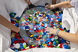 Colourful plastic caps