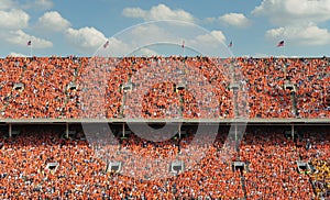 Thousands of people dressed in orange