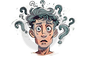 Thousands of Questions in Human's Head, Cartoon Style Illustration