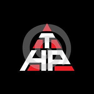 THP triangle letter logo design with triangle shape. THP triangle logo design monogram. THP triangle vector logo template with red