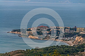 Thracian cliffs near blue clear water of Black Sea