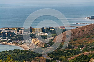 Thracian cliffs near blue clear water of Black Sea