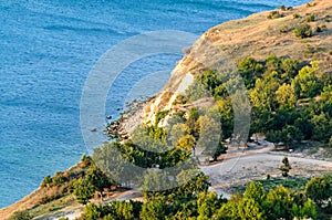 Thracian cliffs near blue clear water of Black Sea