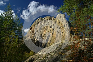 Thracian sanctuary Eagle rocks / Orlovi skali / in Rhodopes mountain near Ardino, Bulgaria photo
